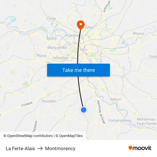 La Ferte-Alais to Montmorency map