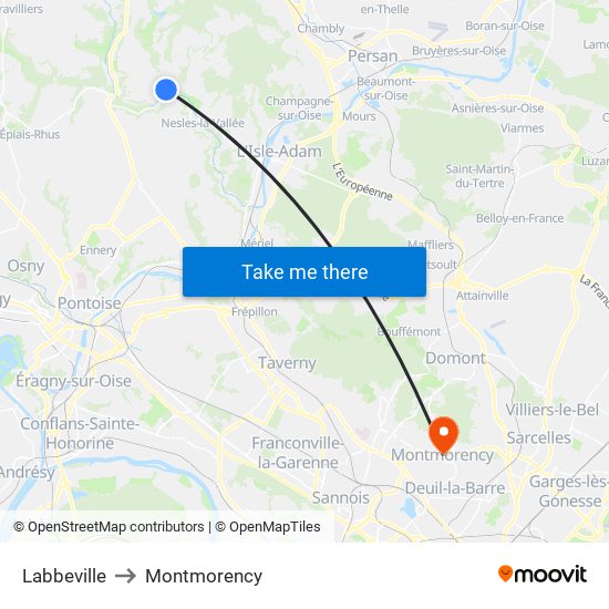 Labbeville to Montmorency map