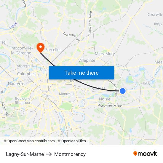 Lagny-Sur-Marne to Montmorency map