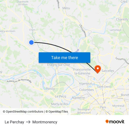 Le Perchay to Montmorency map