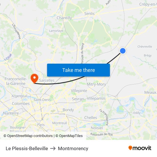 Le Plessis-Belleville to Montmorency map