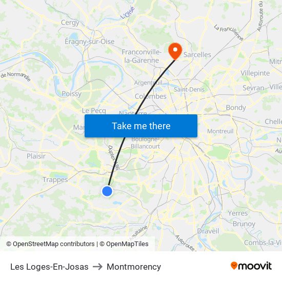 Les Loges-En-Josas to Montmorency map