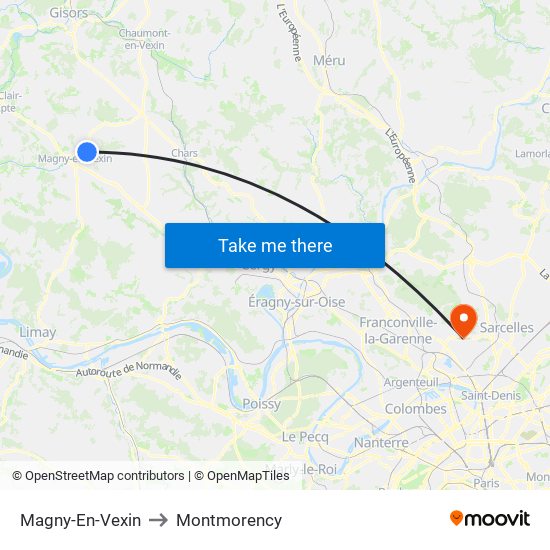 Magny-En-Vexin to Montmorency map