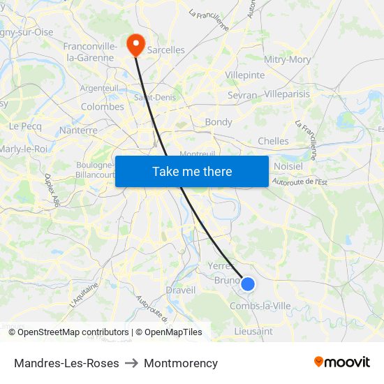Mandres-Les-Roses to Montmorency map