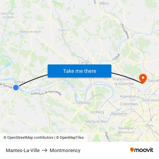 Mantes-La-Ville to Montmorency map