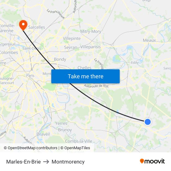Marles-En-Brie to Montmorency map