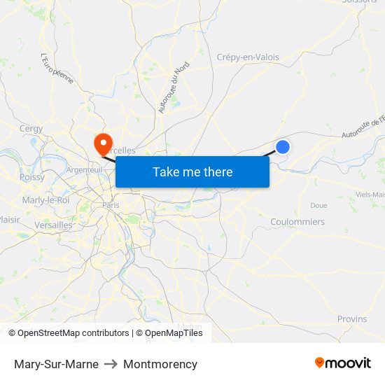 Mary-Sur-Marne to Montmorency map