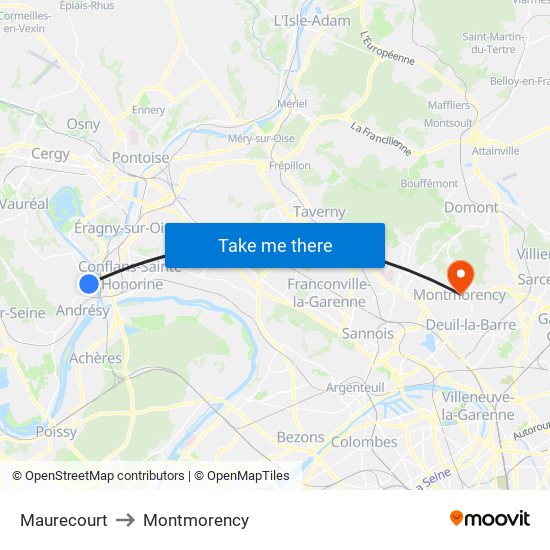 Maurecourt to Montmorency map