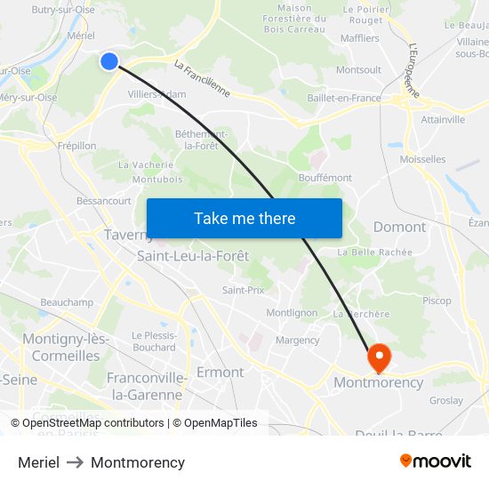 Meriel to Montmorency map