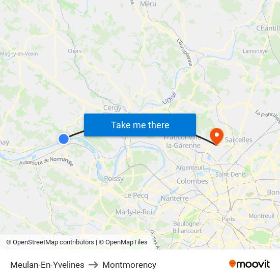 Meulan-En-Yvelines to Montmorency map