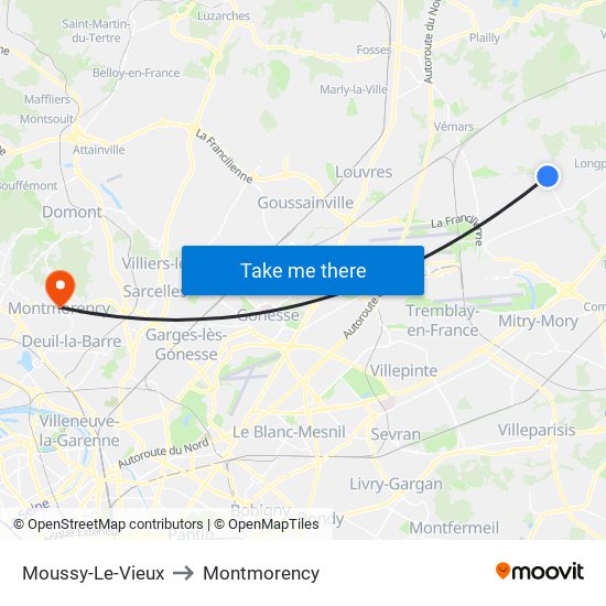 Moussy-Le-Vieux to Montmorency map