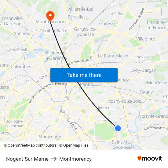 Nogent-Sur-Marne to Montmorency map