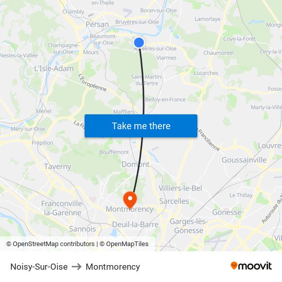 Noisy-Sur-Oise to Montmorency map