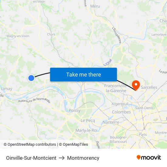 Oinville-Sur-Montcient to Montmorency map