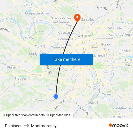 Palaiseau to Montmorency map