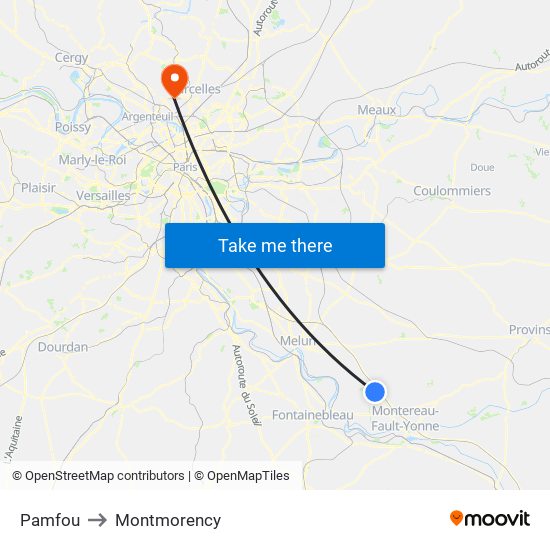 Pamfou to Montmorency map