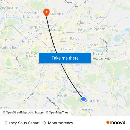 Quincy-Sous-Senart to Montmorency map