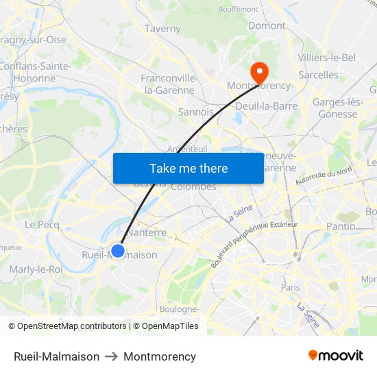 Rueil-Malmaison to Montmorency map