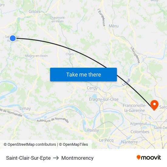 Saint-Clair-Sur-Epte to Montmorency map