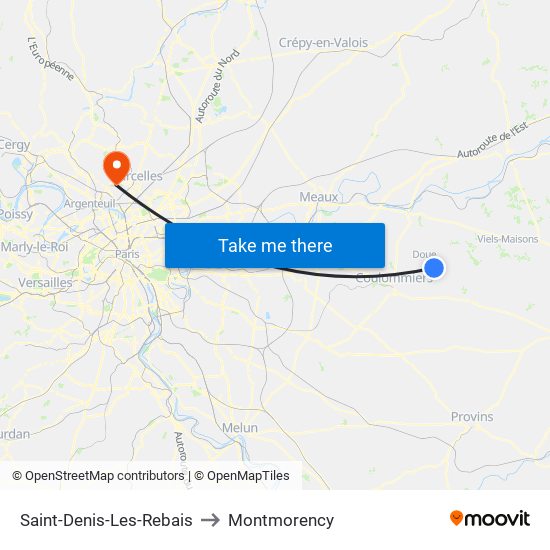 Saint-Denis-Les-Rebais to Montmorency map