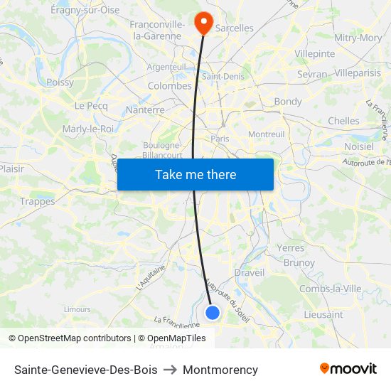 Sainte-Genevieve-Des-Bois to Montmorency map