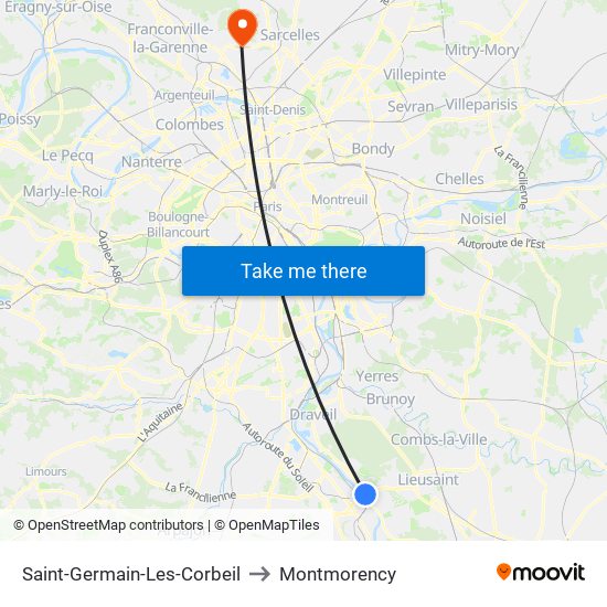 Saint-Germain-Les-Corbeil to Montmorency map