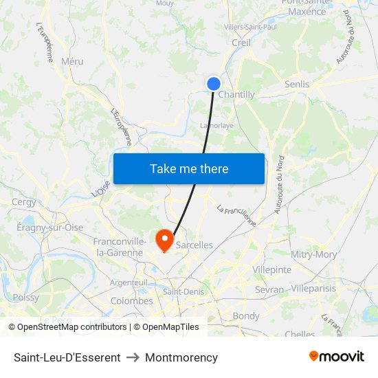 Saint-Leu-D'Esserent to Montmorency map