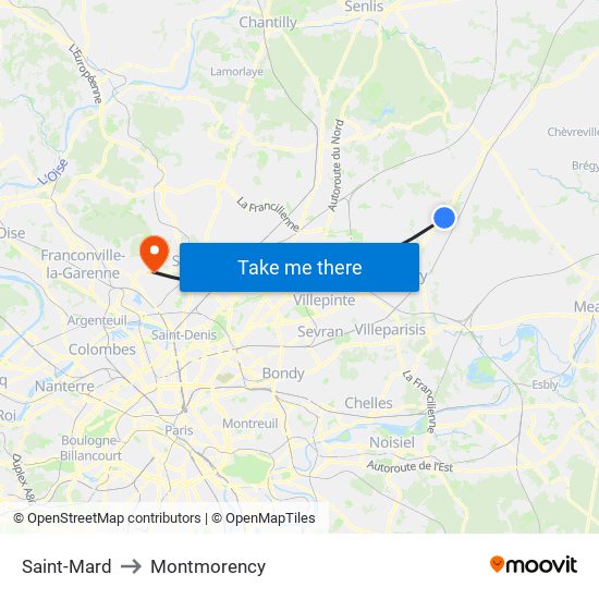 Saint-Mard to Montmorency map