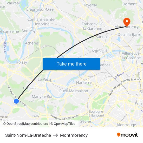 Saint-Nom-La-Breteche to Montmorency map