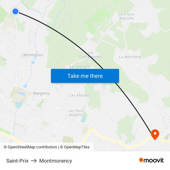 Saint-Prix to Montmorency map