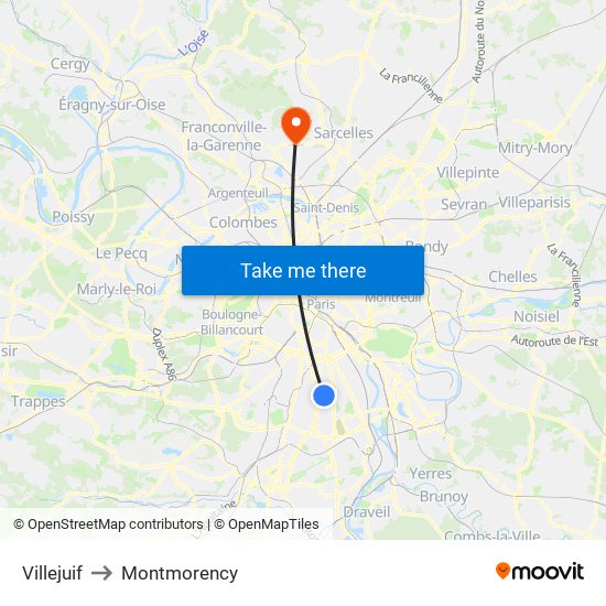 Villejuif to Montmorency map