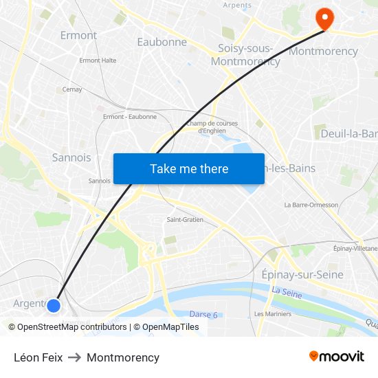 Léon Feix to Montmorency map