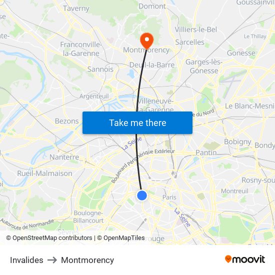 Invalides to Montmorency map