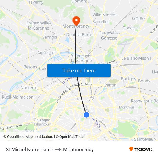 St Michel Notre Dame to Montmorency map