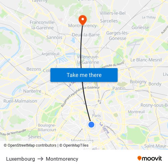 Luxembourg to Montmorency map