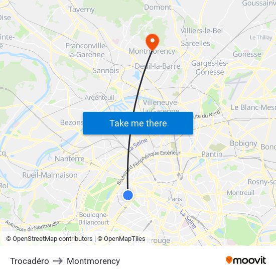 Trocadéro to Montmorency map