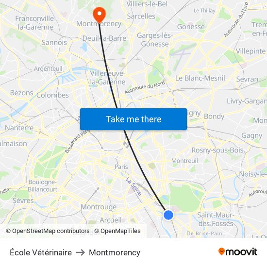 École Vétérinaire to Montmorency map