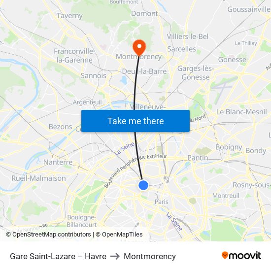 Gare Saint-Lazare – Havre to Montmorency map