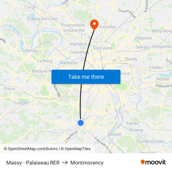 Massy - Palaiseau RER to Montmorency map