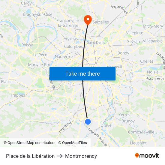 Place de la Libération to Montmorency map