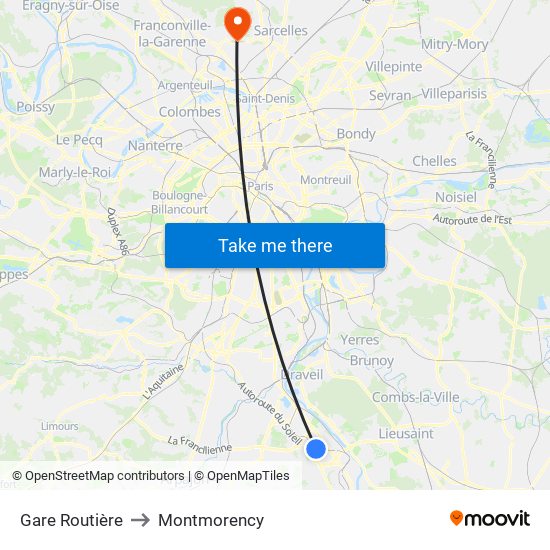 Gare Routière to Montmorency map