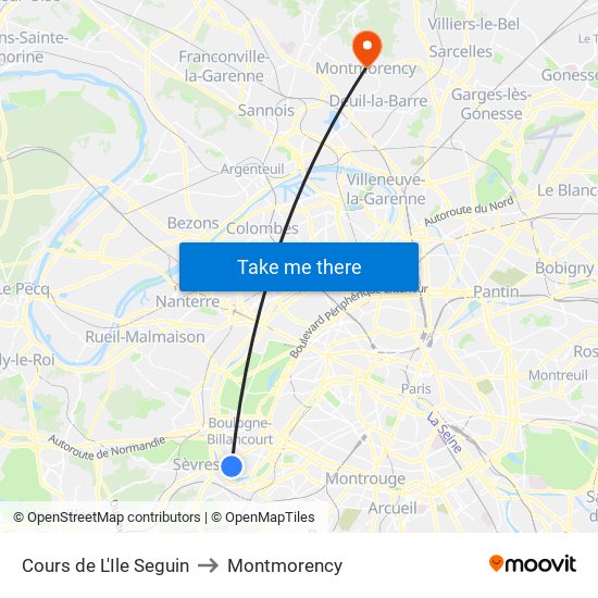 Cours de L'Ile Seguin to Montmorency map