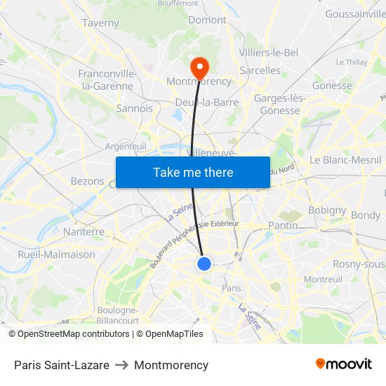 Paris Saint-Lazare to Montmorency map