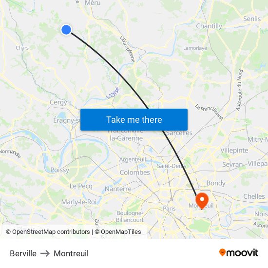 Berville to Montreuil map