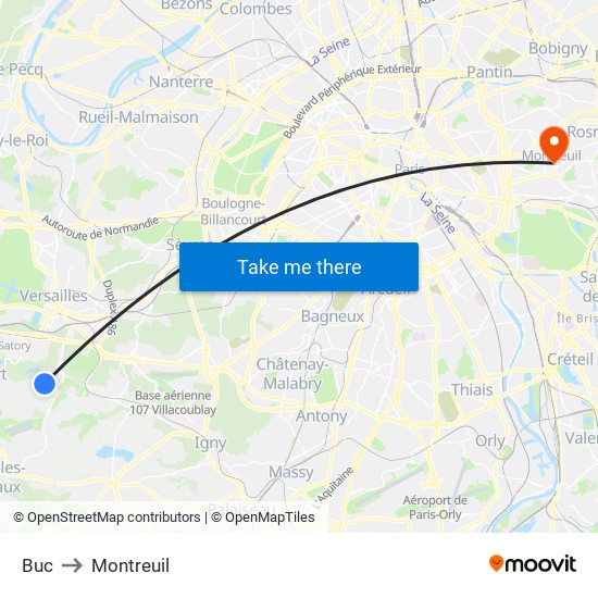 Buc to Montreuil map
