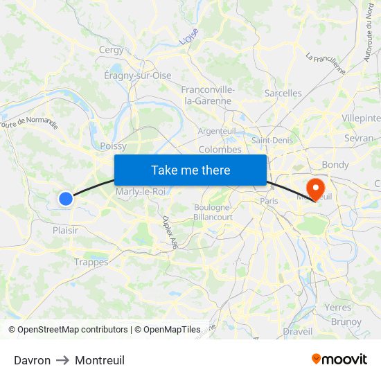 Davron to Montreuil map