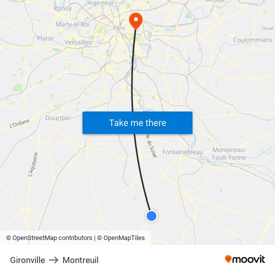 Gironville to Montreuil map