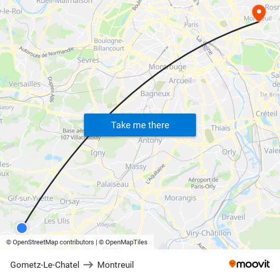 Gometz-Le-Chatel to Montreuil map