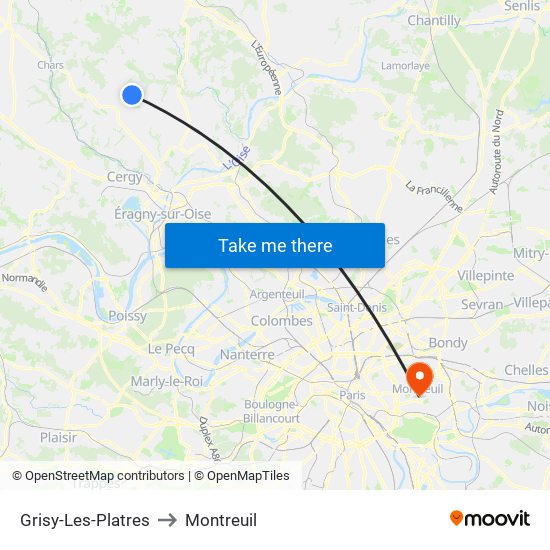 Grisy-Les-Platres to Montreuil map