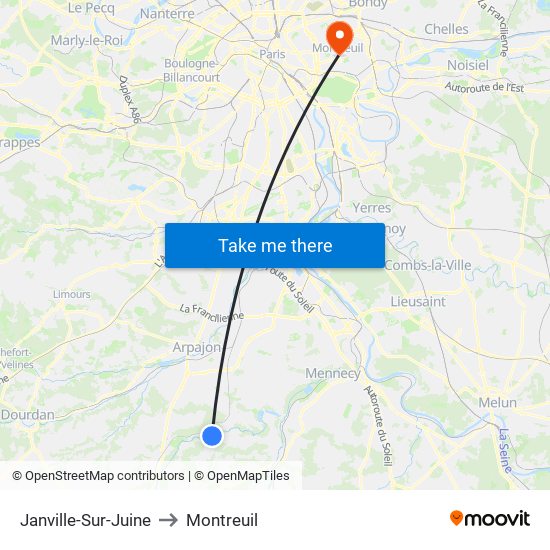 Janville-Sur-Juine to Montreuil map